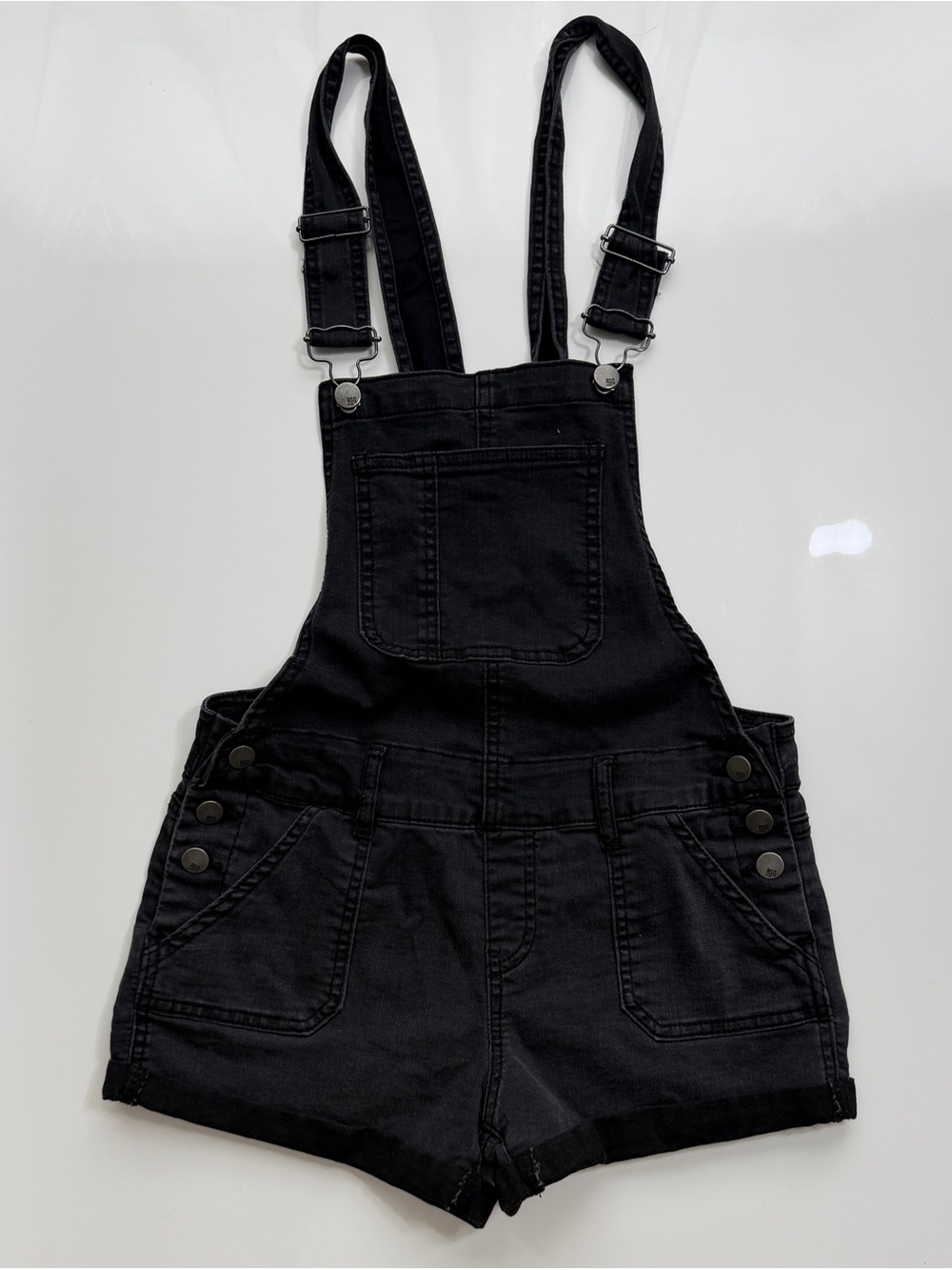 RSQ Black Denim Short Overalls